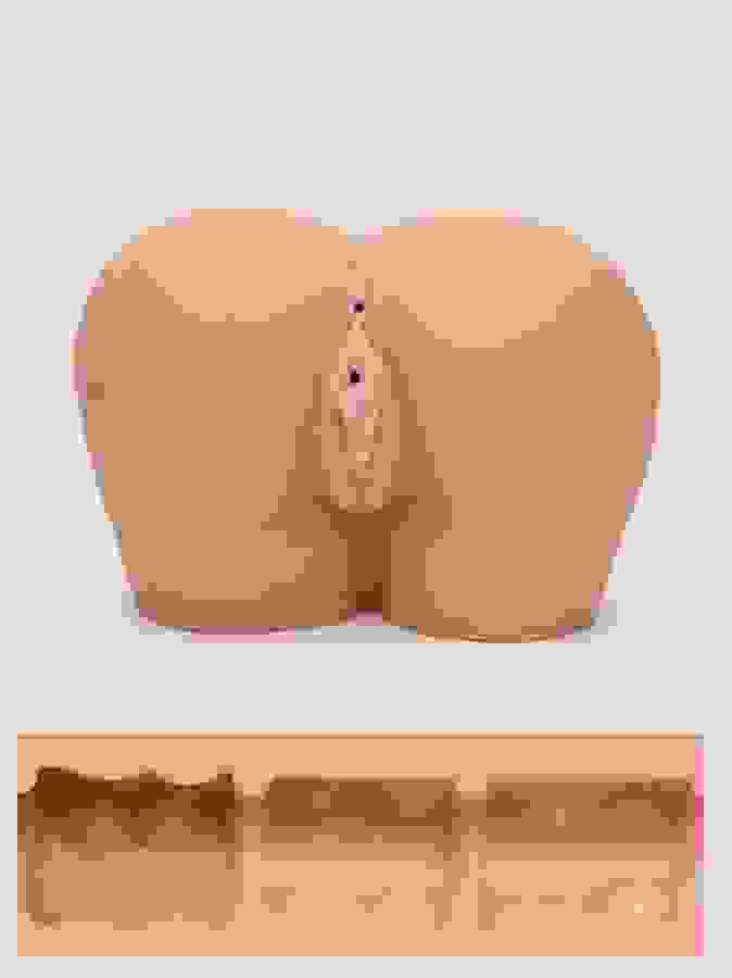 THRUST Pro Elite Giselle Ribbed Vagina and Ass Male Masturbator 247oz, Flesh Tan, hi-res